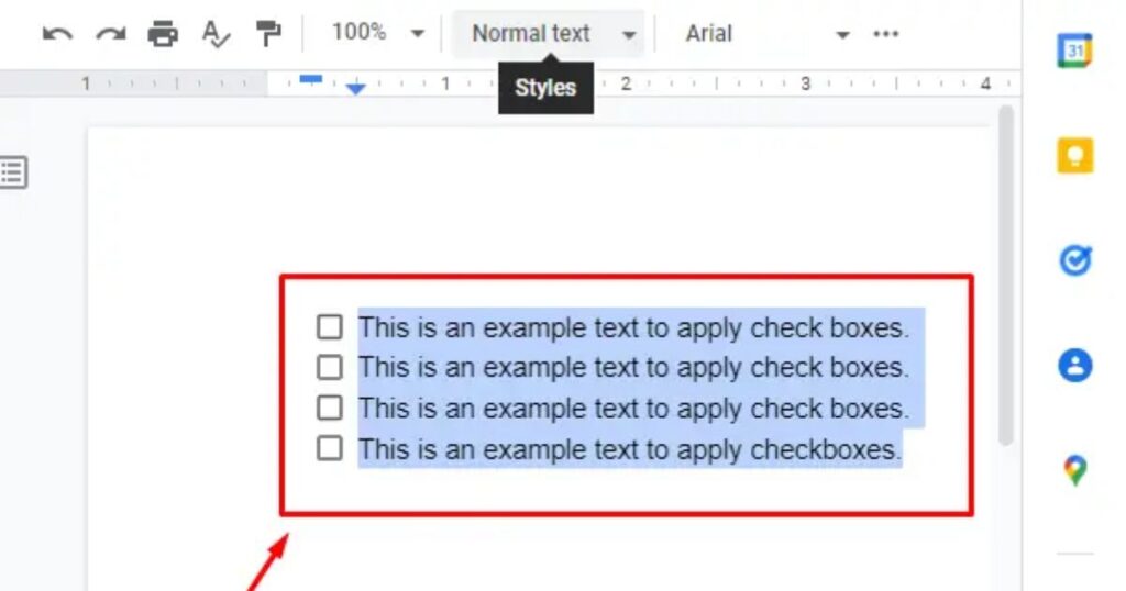 How to insert a checkbox in Google Docs